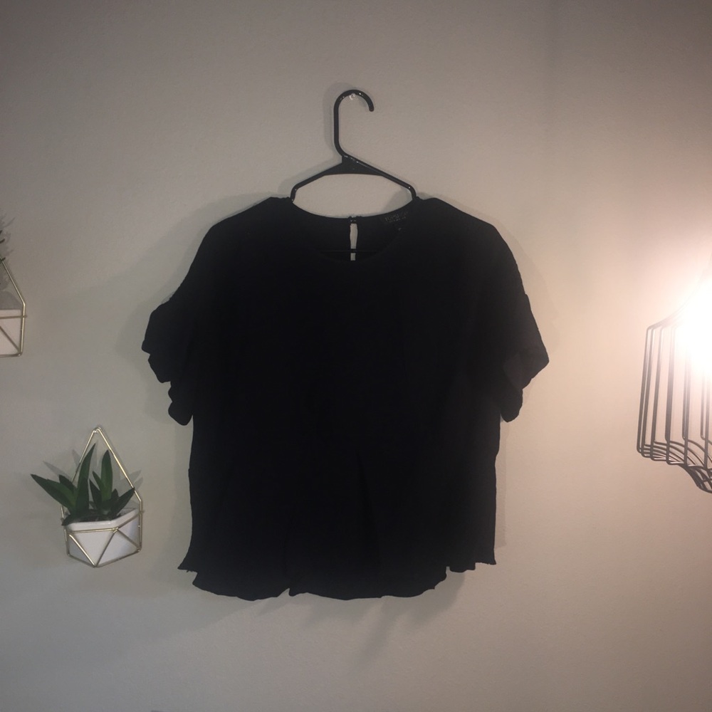 TOPSHOP navy blue flowy blouse